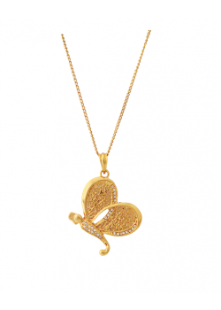 Dakkak Fashion 18K Gold Plated Unique Butterfly Design Necklace Set With Cubic Zircons, DK01
